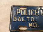 Baltimore Police Dept Motorcycle License Plate