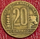 Very Nice 1945 Argentina 20 Centavos Coin-jan179