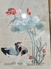 Vintage Chinese Embroidered Silk Duck Flowers Wall Art In Original Bamboo Frame