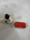 Frosty Snowman Sled Salt Pepper Shakers Set  Vintage Ceramic