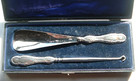 Edwardian Cased Set Of Sterling Silver   Steel Shoe Horn And Button Hook   Cool 