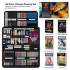 154pcs Artists Art Supplies - Drawing Kit With 6 Sketchbook tutorial coloring   