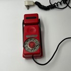 Vintage Red Rotary Dial Wall Telephone Retro Landline Phone 70s Decor Home