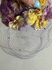 Vtg 50s Josephine Mullin Purple Velvet Pansy Flower Fascinator Veil Hat As Is
