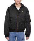 Guess Mens Bomber Jacket Coat Xl Insulated Mock Neck Fleece Hood Black  195 New