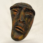 Brutalist Mayan African Clay Mask Terracotta Hand Painted