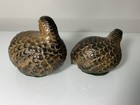 Vintage Mid Century Ceramic Quail Partridge Pair Figurines Brown Speckle Japan