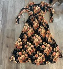 Rare Vintage 90s  cute Options  Black Floral Button Maxi Dress L s Women s M