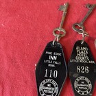 A4-vintage Antique  3  Hotel Motel Room Key Fobs With Skeleton Key 1920s-30s