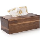 Wooden Tissue Box Cover Holder - Rectangle Facial Paper Dispenser For Home   Off
