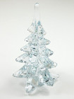 Vintage Crystal Clear   Green Glass Christmas Tree Lot Of 3   4   5 5   5 75 