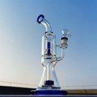 12 Inch Double Filter Recycler Ufo Blue Glass Water Pipe Bong Hookah 14mm