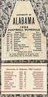 Rare 1962 Alabama Football Pocket Schedule Card And Schedule Sticker Joe Namath