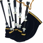 Great Scottish Highland Bagpipe Full Silver Engraved Mounts With Case Tutor Book