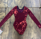Aerials By Alpha Factor Ladies Red Metallic Leotard Size Asm Nwt