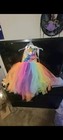 Girls 7-8 Unicorn Tutu Rainbow Dress W headband    Wings Party costume princess