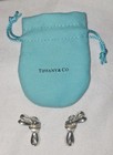 Vintage Tiffany   Co 1987 Sterling Silver Ribbon Bow Earrings Clip Post W pouch 