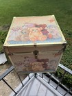 Vintage Wooden Toy Box Storage Trunk Chest Cube 16    Decorated With Teddy Bears