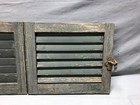 Small Pair Antique House Window Wood Louvered Shutters 13x16 Shabby Vtg 1661-24b