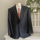 Lauren Ralph Lauren 2 Btn 100   Wool 2 Pc Suit Sz 40r 38x29 Navy Blue Plaid