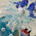 Vintage Set 2 Murano Glass Round Paperweight Aquarium Dolphin Fish 4 5   x4 5   