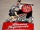 Vintage Bowes Seal Fast Performance Race Car   Spark Plug 12  Metal Gas Oil Sign