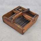 Antique Wooden Berry Picker Primitive Farm Tool With Wire Tines And Mesh Screen