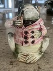 Vintage Majolica Figural Frog W  Pipe Tobacco Jar Humidor