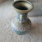12 Inch Antique Japanese Brass Enameled Chapleve Vase