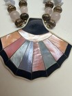 Vintage Lee Sands Mother Of Pearl Agate Quartz Multi Strand Pendant Necklace