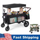 2 Seater Wagon Stroller For Kids  All-terrain Foldable Cart  Removable Canopy