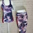 Nwt Women Yoga Suit Fitness Leggings Running Gym Sports High Waist Purple Set