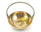 Round Basket Silver Plate Bowl With Handle