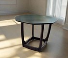Pair Of Vintage Mid Century Modern Octagon End Tables Black Tops walnut Base