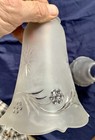 Antique Frosted Glass Lamp Shade Flowers Starburst A Pair Very Nice 