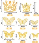 80 Pcs Flower Bouquets Accessories Including 6pcs Mini Gold Crowns With 24pcs Bu