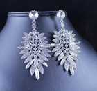 Large Dangle Clear Austrian Crystal Rhinestone Chandelier Earrings E928 Silver