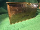 Vintage Brass  copper   Box With Hinged Lid Ring Pull   Back Rail Clips 8x4x4 5 