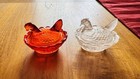 Hen On The Nest Salt Cellars Vintage 2- Red Pink