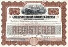 5 Old American Railway Shares And Bonds Including Great Northern Railway Co