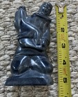 Vintage Inuit Eskimo Canada Soapstone Carving Sculpture Artist Signed Kneeling