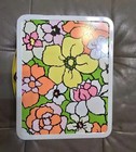 Vintage Metal Lunch Box Flower Power 9 w  X 7 h X 4  D