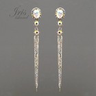 Aurora Crystal Ab Rhinestone Long Prom Wedding Drop Dangle Earrings Silver 01390