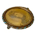 Antique Victorian Photograph Locket Brooch Memorial Mourning Enamel