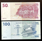 2 Congo 50-100 Francs 2022 Unc Banknotes World Paper Money Foreign Currency