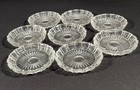 Set Of 8 Vintage  Clear  Pressed Glass Coasters  Sunburst Pattern Scalloped Edge