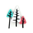 Mid Century Modern Trees Brooch  Vintage 1950s Kitsch Style Pink And Aqua Brooch
