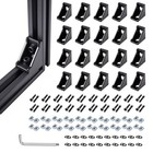 20 Sets Black 2020 Series Aluminum Extrusion T-slot Corner Bracket Kit  Includes