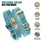 Genuine Leather Personalized Dog Collar And Leash Custom Pet Puppy Cat Name Tag 