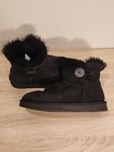 Ugg Mini Bailey Button Ii Boot  Black Suede Women s Size 7